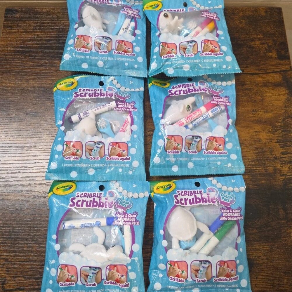 Crayola Scribble Scrubbie Ocean Pets, Lot of 6, Scribble Scrub Scribble Again